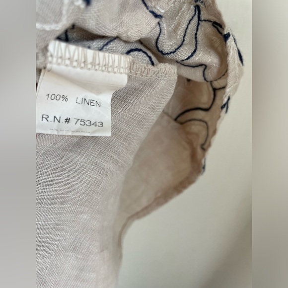 Bellambra Beige 100% Linen Floral Embroidered Shift Dress Made In Italy Sz Small - Picture 8 of 13